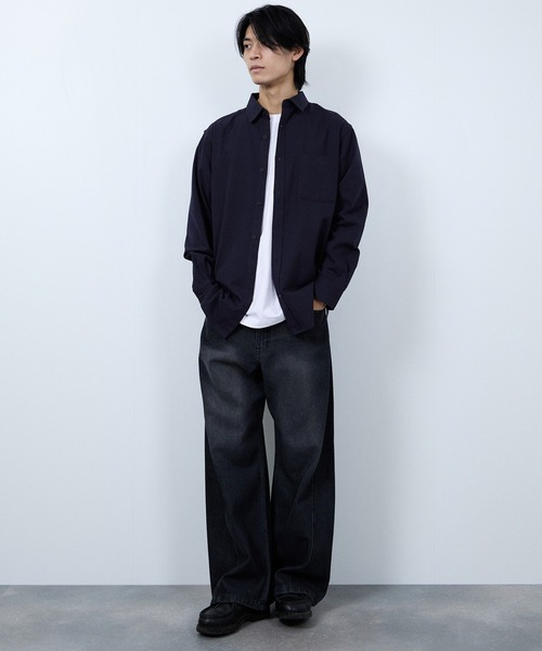 NAVY（ネイビー）の「【ユニセックス】Soft Flannel Solid Color Shirt Casual Long Sleeveソトフラフンネル無地シャツ（シャツ/ブラウス・メンズ・ブラック/ネイビー/ネイビー系1/ホワイト・M/S/XL/L）」の16枚目の写真