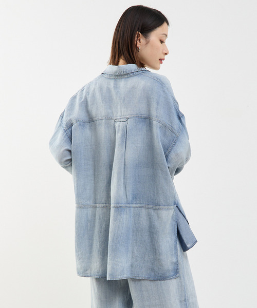 SOFFITTO(ソフィット)の「Soffittoロゴ刺繍入りシアーデニムビックシャツ(シャツ/ブラウス・レディース・ケミカルウォッシュ・FREE)」の22枚目の写真