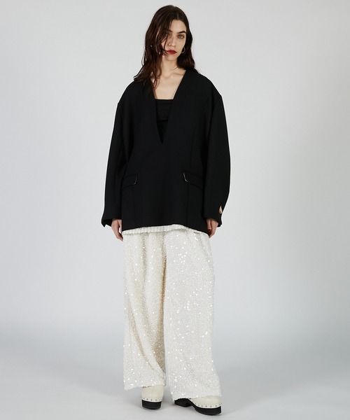 PRANK PROJECT（プランクプロジェクト）の「Vネックナロージャケットプルオーバー / V-Neck Narrow Jacket Pullover（その他アウター・レディース・ブラック/チャコールグレー/ベージュ・FREE）」の6枚目の写真