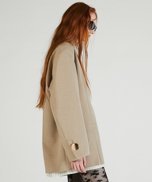 PRANK PROJECT（プランクプロジェクト）の「Vネックナロージャケットプルオーバー / V-Neck Narrow Jacket Pullover（その他アウター・レディース・ブラック/チャコールグレー/ベージュ・FREE）」の11枚目の写真