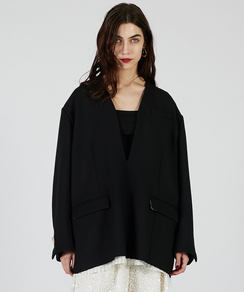 PRANK PROJECT（プランクプロジェクト）の「Vネックナロージャケットプルオーバー / V-Neck Narrow Jacket Pullover（その他アウター・レディース・ブラック/チャコールグレー/ベージュ・FREE）」の12枚目の写真