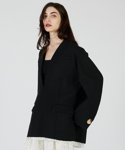 PRANK PROJECT（プランクプロジェクト）の「Vネックナロージャケットプルオーバー / V-Neck Narrow Jacket Pullover（その他アウター・レディース・ブラック/チャコールグレー/ベージュ・FREE）」の13枚目の写真