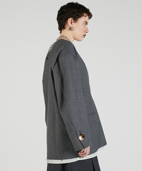 PRANK PROJECT（プランクプロジェクト）の「Vネックナロージャケットプルオーバー / V-Neck Narrow Jacket Pullover（その他アウター・レディース・ブラック/チャコールグレー/ベージュ・FREE）」の19枚目の写真