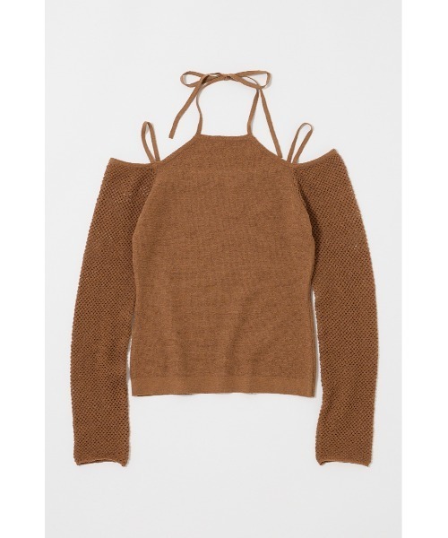 MOUSSY(マウジー)の「OPEN SHOULDER HALTER ニットトップス(ニット/セーター・レディース・ベージュ/ブルー/アイボリー/ブラック・FREE)」の5枚目の写真