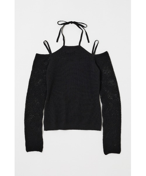 MOUSSY(マウジー)の「OPEN SHOULDER HALTER ニットトップス(ニット/セーター・レディース・ベージュ/ブルー/アイボリー/ブラック・FREE)」の6枚目の写真