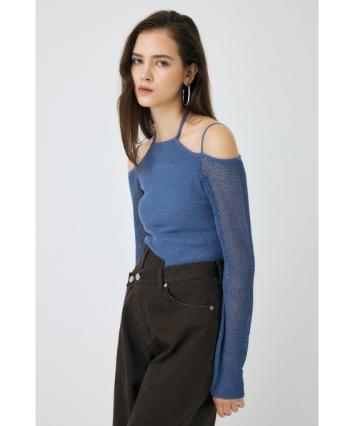 MOUSSY(マウジー)の「OPEN SHOULDER HALTER ニットトップス(ニット/セーター・レディース・ベージュ/ブルー/アイボリー/ブラック・FREE)」の12枚目の写真