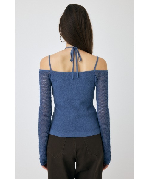 MOUSSY(マウジー)の「OPEN SHOULDER HALTER ニットトップス(ニット/セーター・レディース・ベージュ/ブルー/アイボリー/ブラック・FREE)」の16枚目の写真