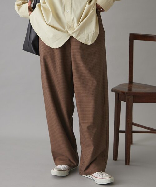 GEVACO（ゲバコ）の「【3サイズ展開】【GEVACO】チェックイージーパンツ（その他パンツ・レディース・ブラウン/チャコールグレー/ベージュ・MEDIUM/LARGE/SMALL）」の3枚目の写真