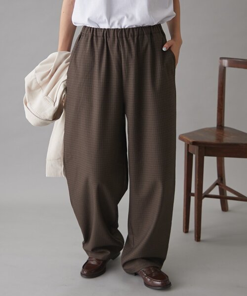 GEVACO（ゲバコ）の「【3サイズ展開】【GEVACO】チェックイージーパンツ（その他パンツ・レディース・ブラウン/チャコールグレー/ベージュ・MEDIUM/LARGE/SMALL）」の2枚目の写真