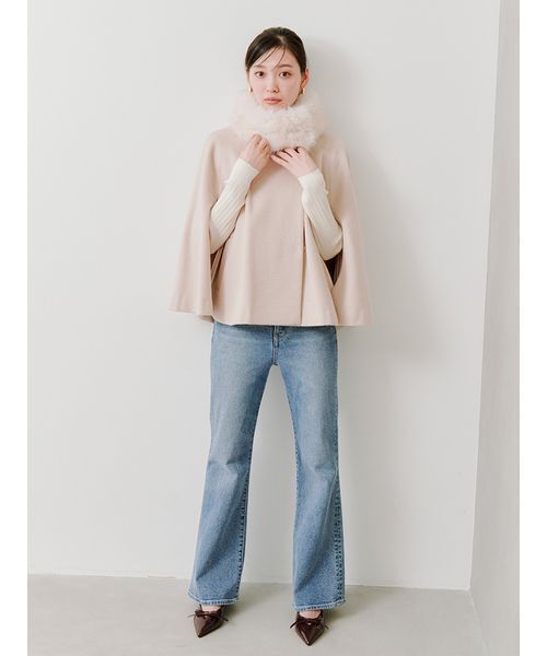 SNIDEL（スナイデル）の「ショートケープコート（チェスターコート・レディース・グレー/アイボリー/バーガンディー・F）」の21枚目の写真