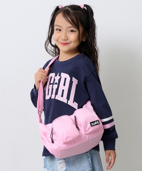 X-girl Stages（エックスガールステージス）の「ダブルポケットショルダーバッグ（ショルダーバッグ・キッズ・ピンク/ブラック/ブルー・F）」の3枚目の写真