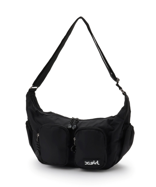 X-girl Stages（エックスガールステージス）の「ダブルポケットショルダーバッグ（ショルダーバッグ・キッズ・ピンク/ブラック/ブルー・F）」の2枚目の写真