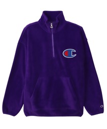 90s Champion チャンピオン ハーフジップ フーディー パープル 送料無料 レア XL パープル 90s USA製 Champion REVERSEWEAVE