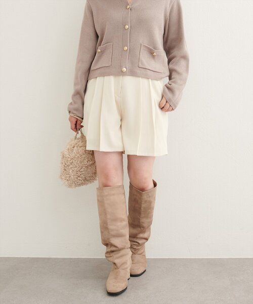 natural couture（ナチュラルクチュール）の「【canami】プリーツショートパンツ（その他パンツ・レディース・ブラック/アイボリー/ブラウン・FREE）」の6枚目の写真