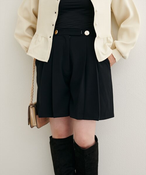 natural couture（ナチュラルクチュール）の「【canami】プリーツショートパンツ（その他パンツ・レディース・ブラック/アイボリー/ブラウン・FREE）」の8枚目の写真