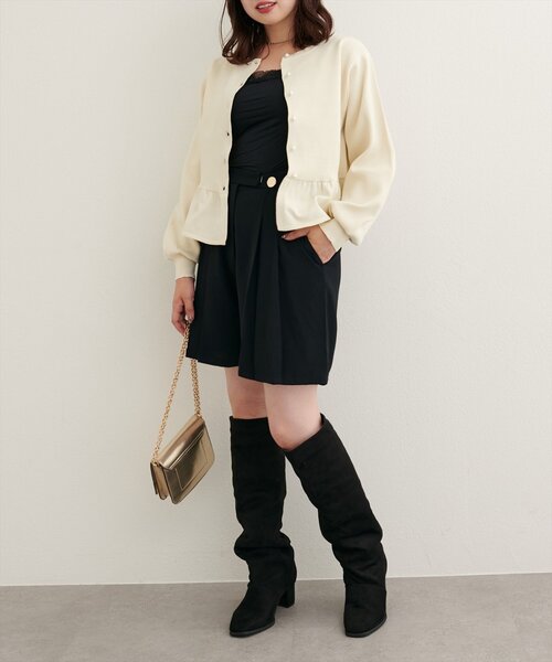 natural couture（ナチュラルクチュール）の「【canami】プリーツショートパンツ（その他パンツ・レディース・ブラック/アイボリー/ブラウン・FREE）」の12枚目の写真