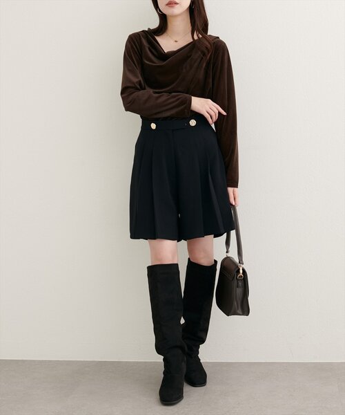 natural couture（ナチュラルクチュール）の「【canami】プリーツショートパンツ（その他パンツ・レディース・ブラック/アイボリー/ブラウン・FREE）」の17枚目の写真