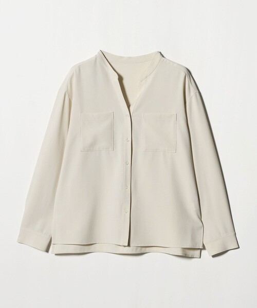 green label relaxing（グリーンレーベルリラクシング）の「スキッパー ポケット ロングスリーブ シャツ マシンウォッシャブル（シャツ/ブラウス・レディース・オフホワイト/ライム/ダークグレー・FREE）」の14枚目の写真