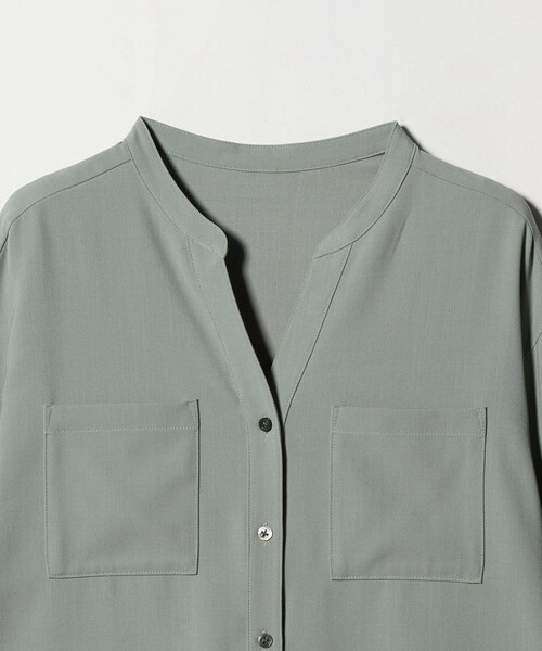 green label relaxing（グリーンレーベルリラクシング）の「スキッパー ポケット ロングスリーブ シャツ マシンウォッシャブル（シャツ/ブラウス・レディース・オフホワイト/ライム/ダークグレー・FREE）」の8枚目の写真