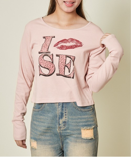 セール】《リップロゴ×くしゅディテール》Y2K映えトップス／丈感