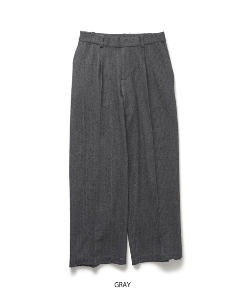 Herringbone side zip wide slacks（スラックス）｜Subciety