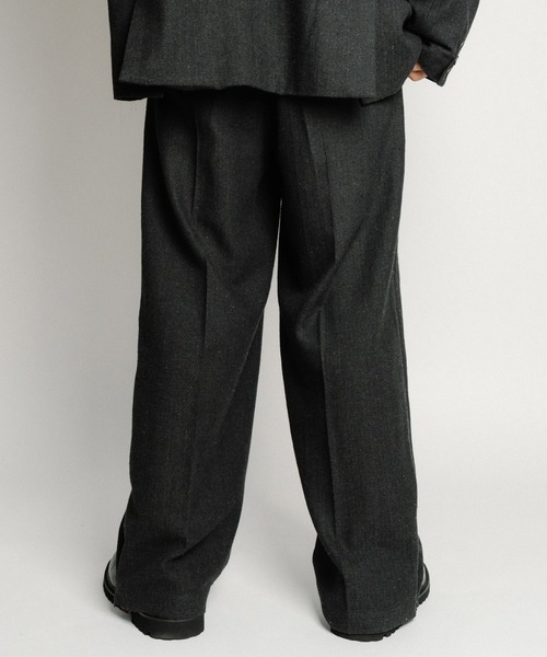 セール】Herringbone side zip wide slacks（スラックス）｜Subciety