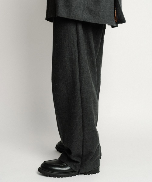 セール】Herringbone side zip wide slacks（スラックス）｜Subciety