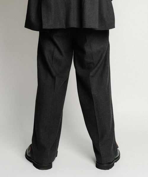 セール】Herringbone side zip wide slacks（スラックス）｜Subciety