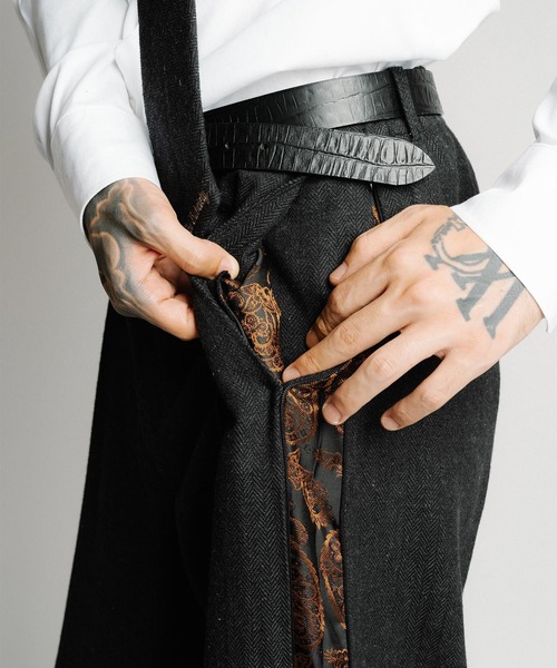 Subciety（サブサエティ）の「Herringbone side zip wide slacks
