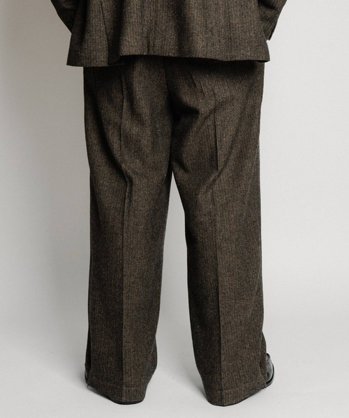 セール】Herringbone side zip wide slacks（スラックス）｜Subciety