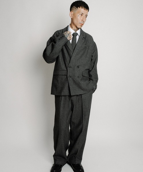Subciety(サブサエティ)の「Herringbone side zip wide slacks(スラックス・メンズ・ブラウン/グレー/ブラック・X-LARGE/LARGE/MEDIUM/SMALL)」の8枚目の写真