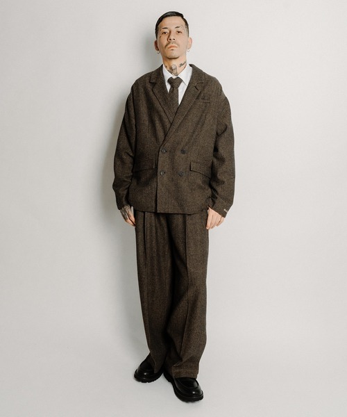 Subciety(サブサエティ)の「Herringbone side zip wide slacks(スラックス・メンズ・ブラウン/グレー/ブラック・X-LARGE/LARGE/MEDIUM/SMALL)」の20枚目の写真