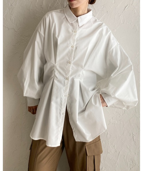 She's Closet（シーズクローゼット）の「長袖オーバーサイズ ウエストタック ロングカラーシャツ ブラウス（シャツ/ブラウス・レディース・ブルー/ブラウン/チャコールグレー/ホワイト/ピンク/イエロー・FREE）」の22枚目の写真