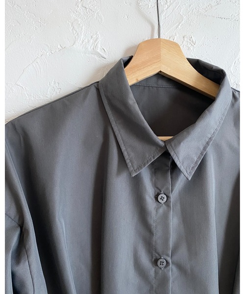 She's Closet（シーズクローゼット）の「長袖オーバーサイズ ウエストタック ロングカラーシャツ ブラウス（シャツ/ブラウス・レディース・ブルー/ブラウン/チャコールグレー/ホワイト/ピンク/イエロー・FREE）」の10枚目の写真