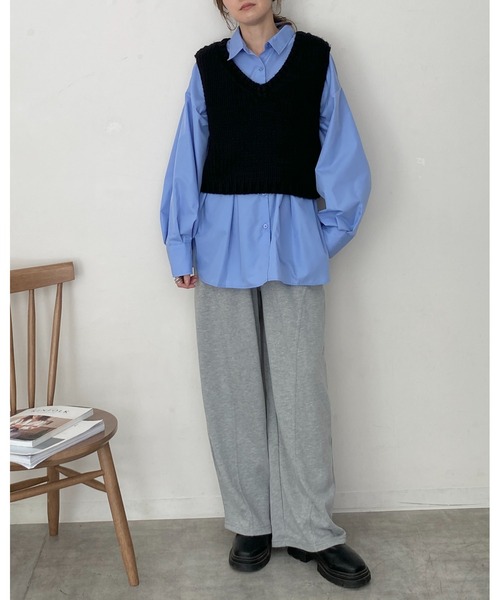 She's Closet（シーズクローゼット）の「長袖オーバーサイズ ウエストタック ロングカラーシャツ ブラウス（シャツ/ブラウス・レディース・ブルー/ブラウン/チャコールグレー/ホワイト/ピンク/イエロー・FREE）」の17枚目の写真