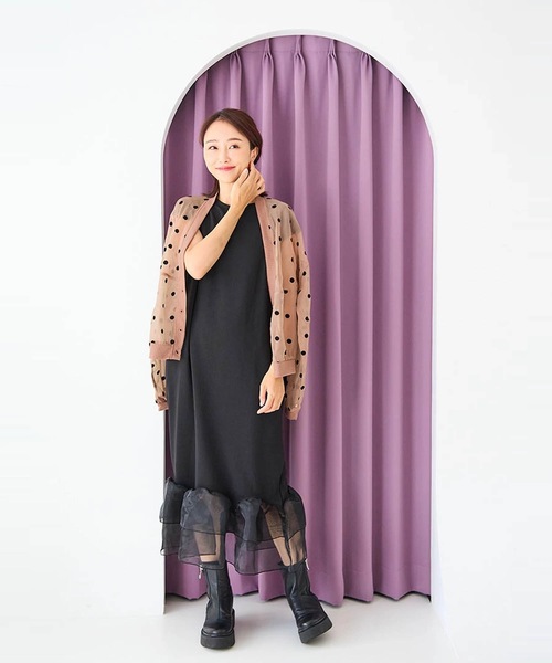 M y u(ミュー)の「裾シアーフリル ストレッチワンピース(ワンピース・レディース・ブラック系1/ホワイト系1/ホワイト系2/ブラック系2・FREE)」の11枚目の写真