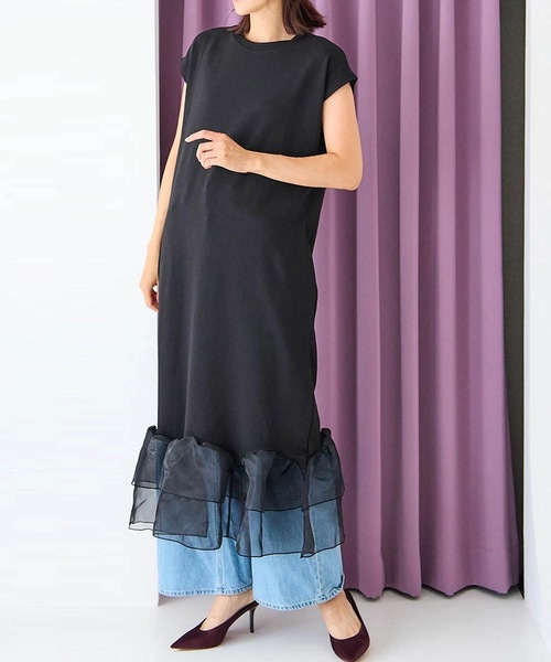美品✨ルネ　フリルワンピース　ロゴパール　ストレッチ生地　フレア　濃紺　M Renéのフリマアイテム一覧