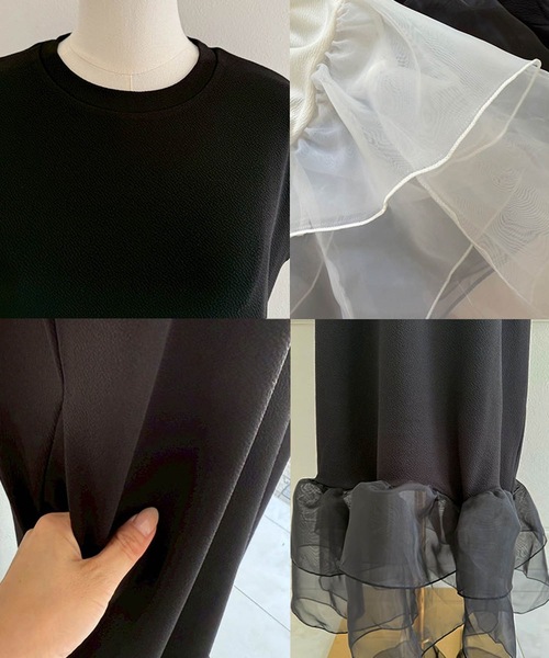 M y u(ミュー)の「裾シアーフリル ストレッチワンピース(ワンピース・レディース・ブラック系1/ホワイト系1/ホワイト系2/ブラック系2・FREE)」の17枚目の写真