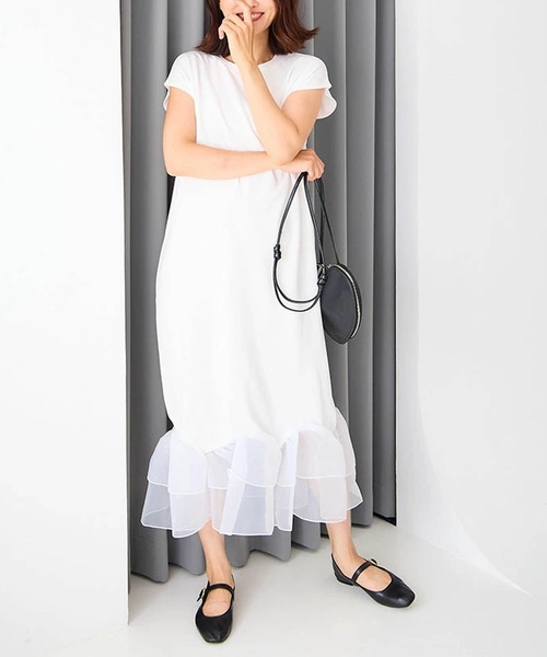 M y u(ミュー)の「裾シアーフリル ストレッチワンピース(ワンピース・レディース・ブラック系1/ホワイト系1/ホワイト系2/ブラック系2・FREE)」の21枚目の写真