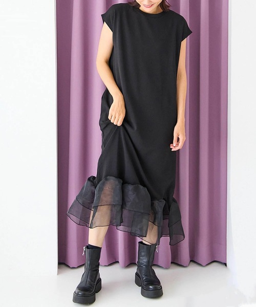 M y u(ミュー)の「裾シアーフリル ストレッチワンピース(ワンピース・レディース・ブラック系1/ホワイト系1/ホワイト系2/ブラック系2・FREE)」の22枚目の写真