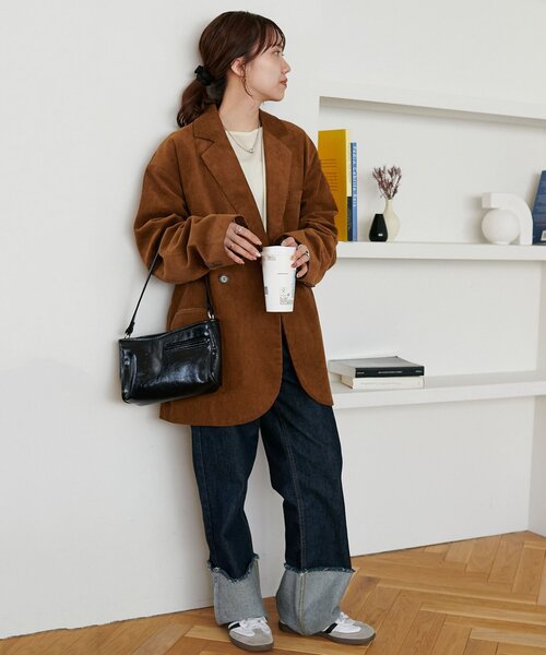 DISCOAT ユニセックス コーデュロイWブレストジャケット キャメル