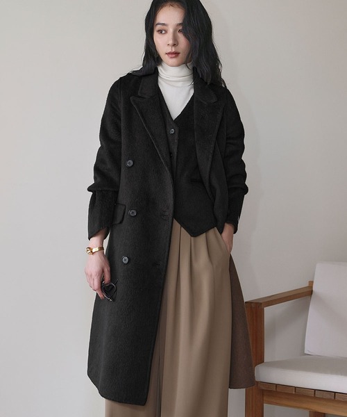 【ウール50％】チェスターコート ベスト 2点セット ロングコート ウールコート