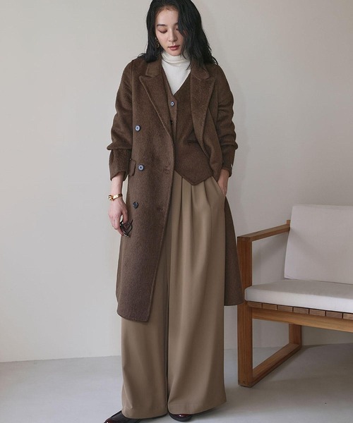 ELFRANK（エルフランク）の「【ウール50％】チェスターコート ベスト 2点セット ロングコート ウールコート（チェスターコート・レディース・キャメル/ブラウン/チャコールグレー・FREE）」の15枚目の写真