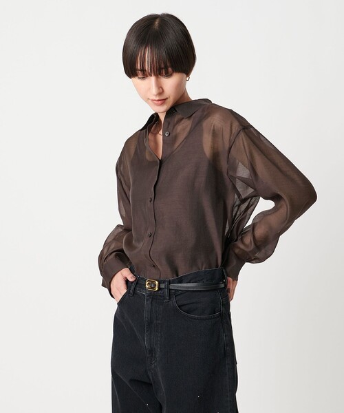 【新品未使用】ユナイテッドアローズ　シアーシャツ　ブラック シアー シャツ -ウォッシャブル-（シャツ/ブラウス）｜UNITED