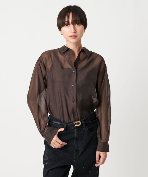UNITED ARROWS(ユナイテッドアローズ)の「シアー シャツ -ウォッシャブル-(シャツ/ブラウス・レディース・ダークグレー/ダークブラウン・FREE)」の7枚目の写真