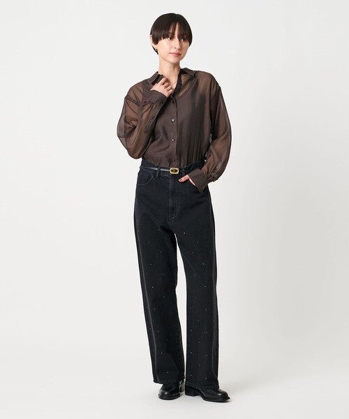 UNITED ARROWS(ユナイテッドアローズ)の「シアー シャツ -ウォッシャブル-(シャツ/ブラウス・レディース・ダークグレー/ダークブラウン・FREE)」の9枚目の写真