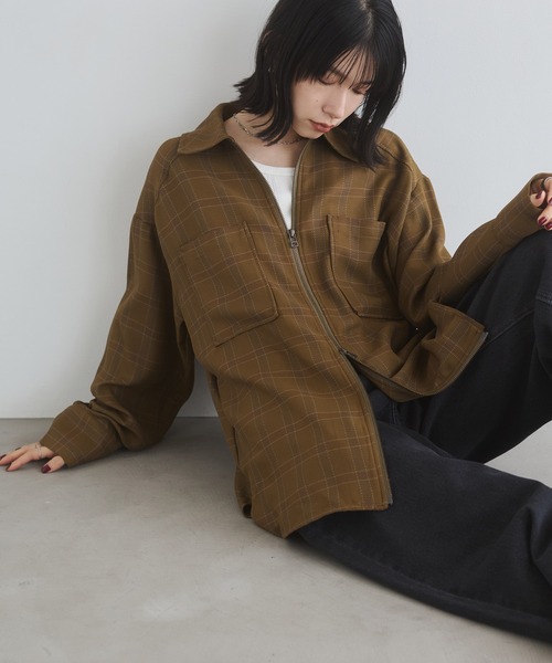hunch（ハンチ）の「ウールライク チェック柄 シャツジャケット