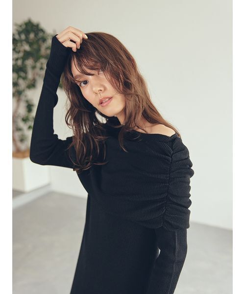 セットアイテム】2wayスヌードオフショルリブニットワンピース