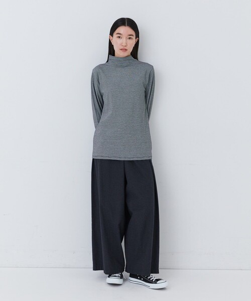conges payes ADIEU TRISTESSE(コンジェ ペイエ アデュートリステス)の「ハイネックベア天竺(Tシャツ/カットソー・レディース・ブラック/オフホワイト/ストライプ/ライトグレー/ピンク・FREE)」の15枚目の写真