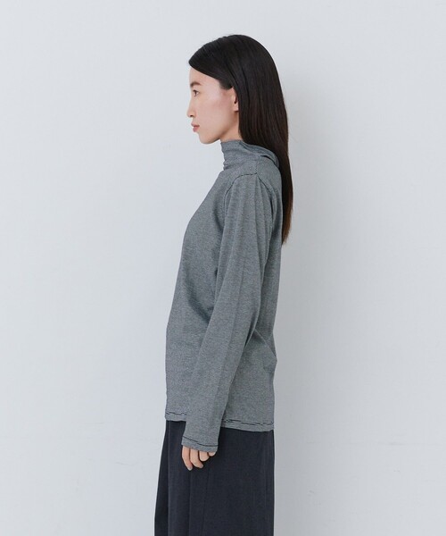 conges payes ADIEU TRISTESSE(コンジェ ペイエ アデュートリステス)の「ハイネックベア天竺(Tシャツ/カットソー・レディース・ブラック/オフホワイト/ストライプ/ライトグレー/ピンク・FREE)」の8枚目の写真
